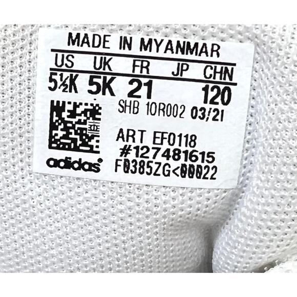 Adidas Kids White Velcro Sneakers, Size 5.5K | Comfortable & Stylish - Picture 9 of 9